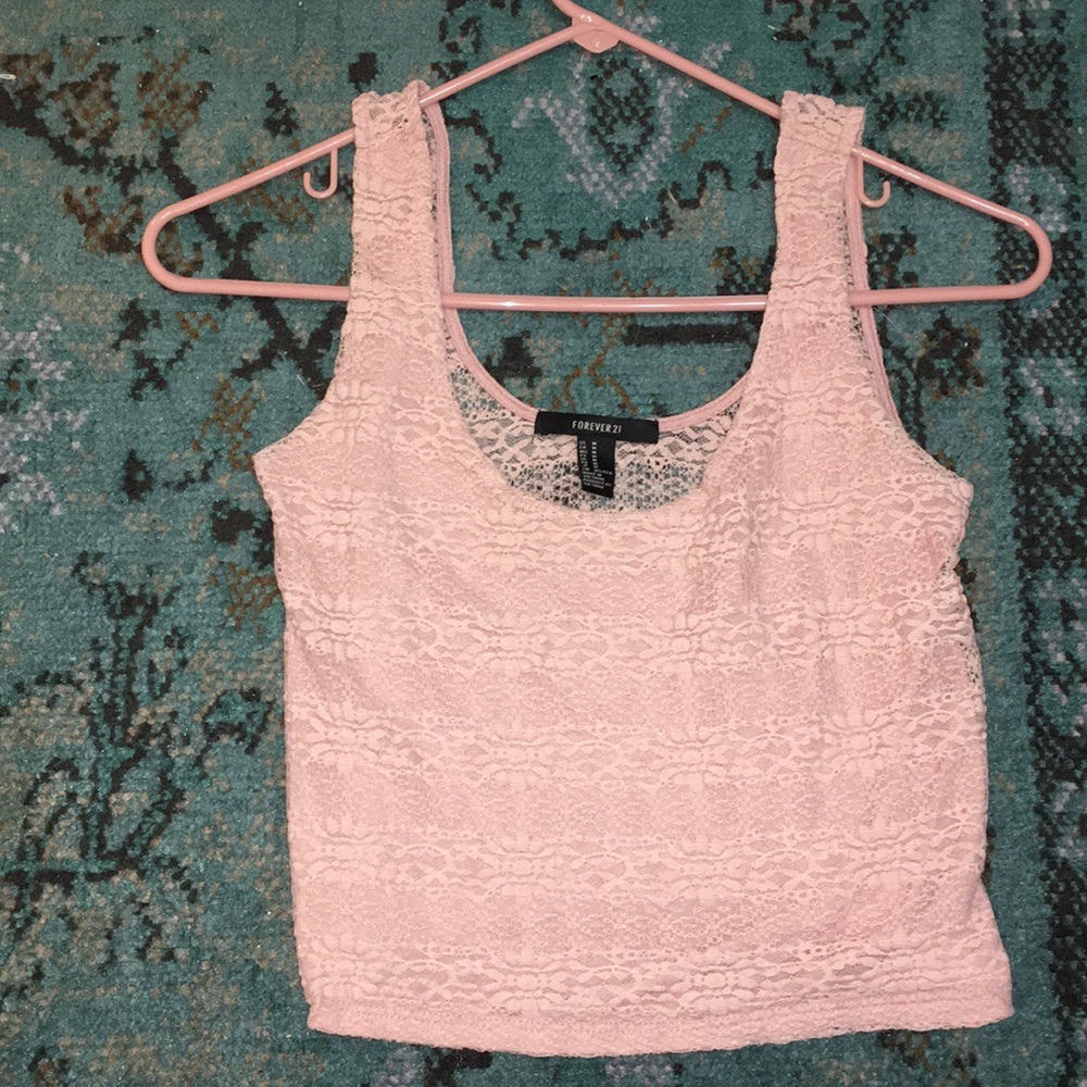 Forever 21 Light pink lace crop top